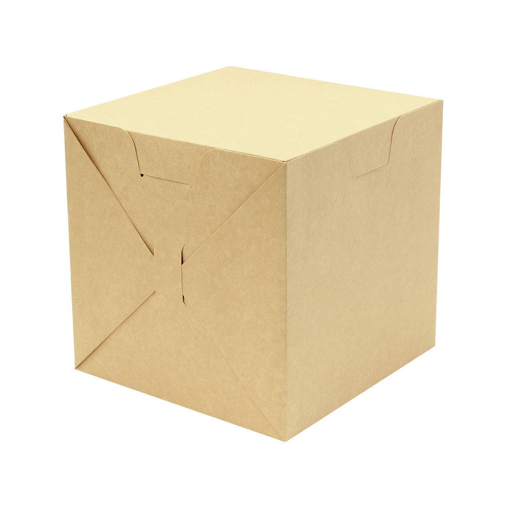 caja color Kraft, para pastel cuadrada de 20x20x20 cm cerrada, con tapa tipo bisagra, ideal para guardar productos de repostería