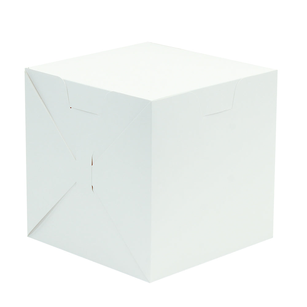 caja blanca para pastel cuadrada de 20x20x20 cm cerrada, con tapa tipo bisagra, ideal para guardar productos de repostería