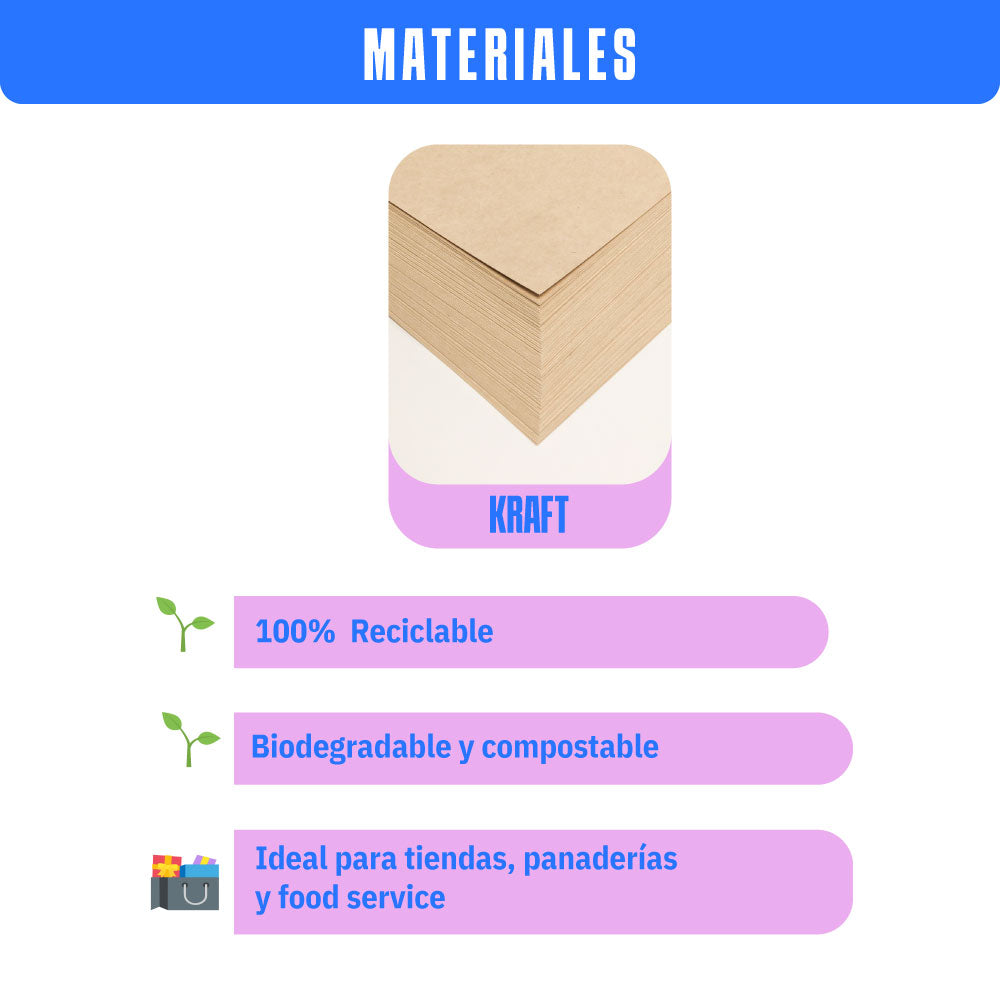Esquema de materiales para bolsa kraft ecológica para alimentos.