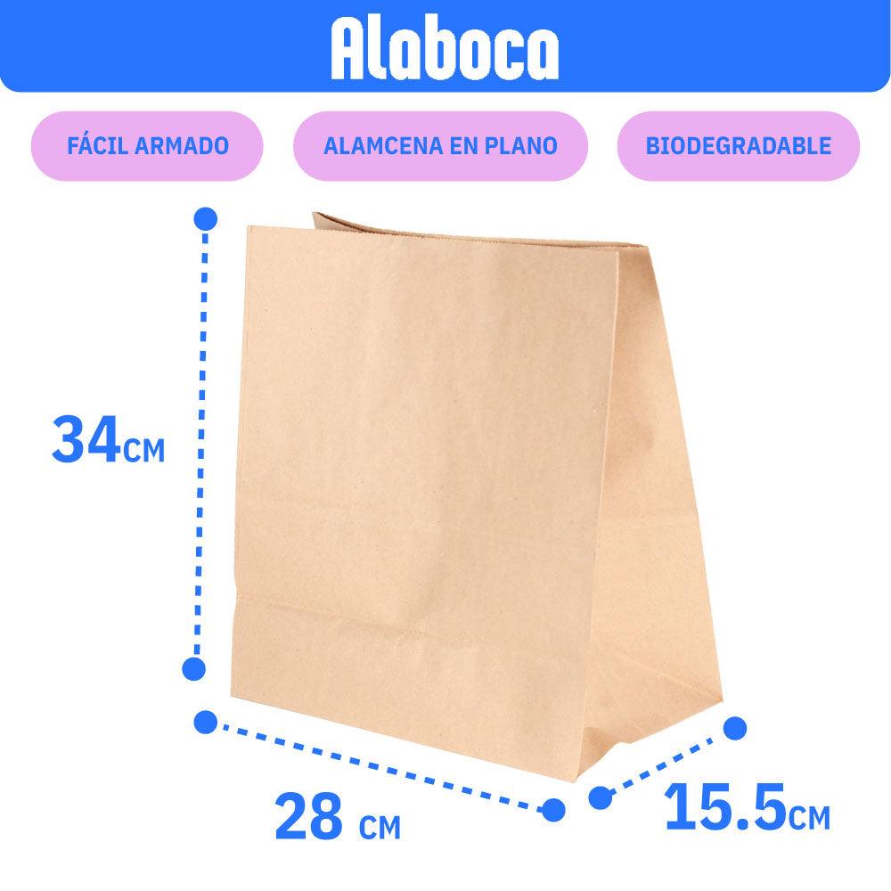 Medidas de bolsa de papel kraft para productos