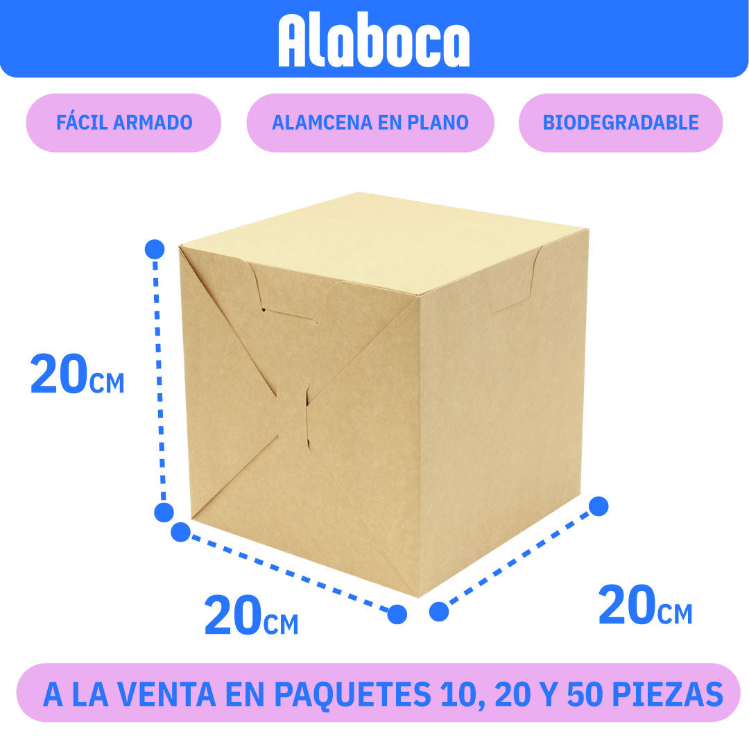 Caja de cartón kraft con medidas visibles, diseñada para empaque de productos. Ecológica y resistente, ideal para negocios que buscan empaques sostenibles y funcionales.