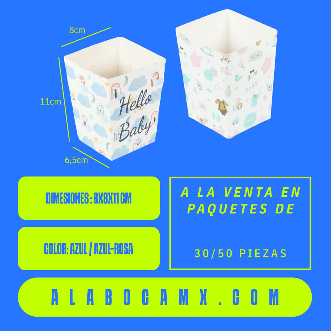 Bote palomitas para baby shower - alabocamx