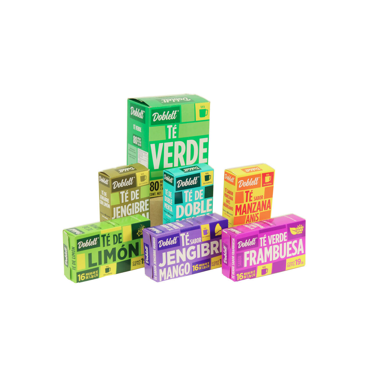  Cajas de cartón para té orgánico en variedad de sabores.