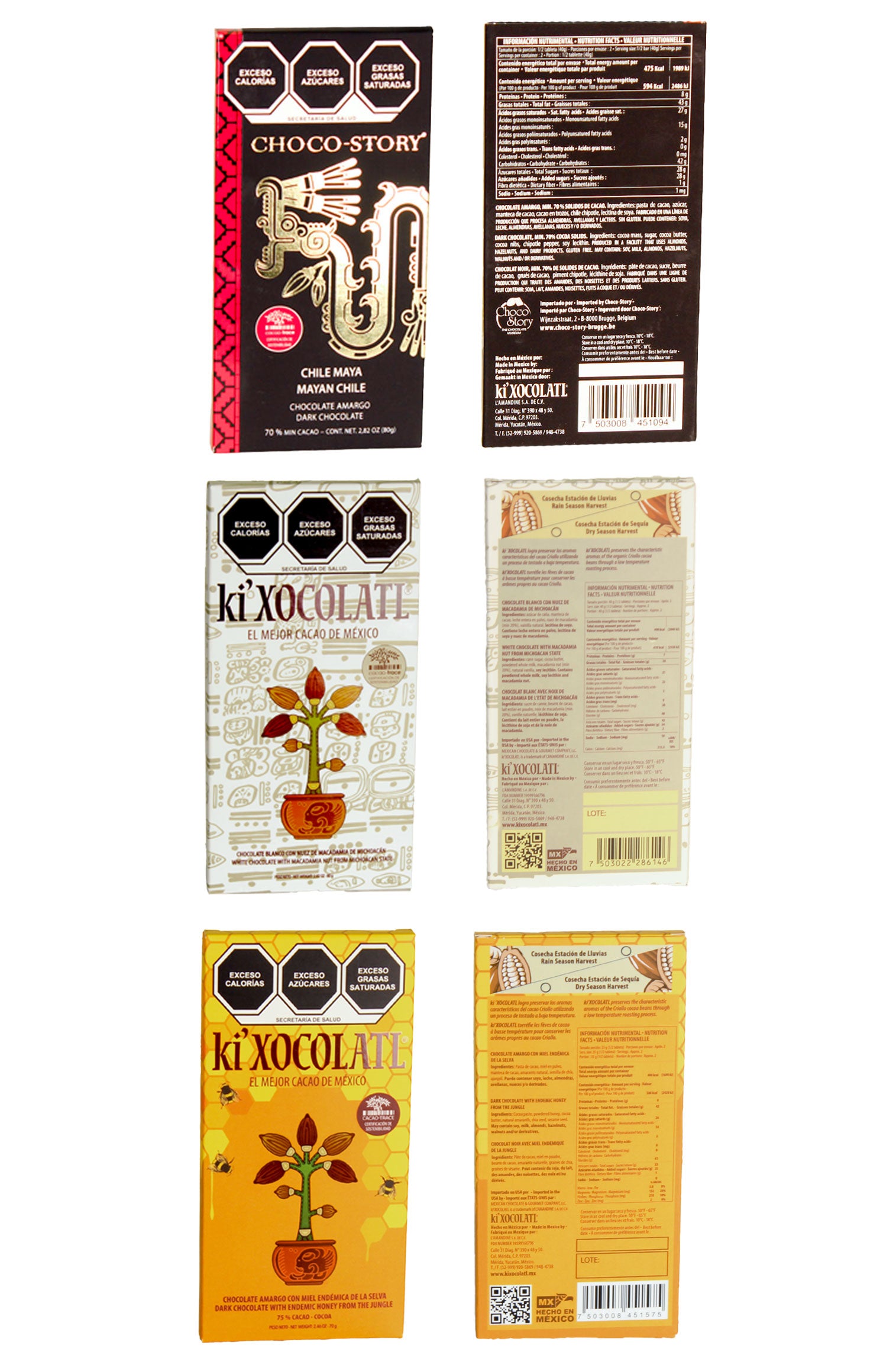 Empaques de cartón para chocolate artesanal en diferentes sabores