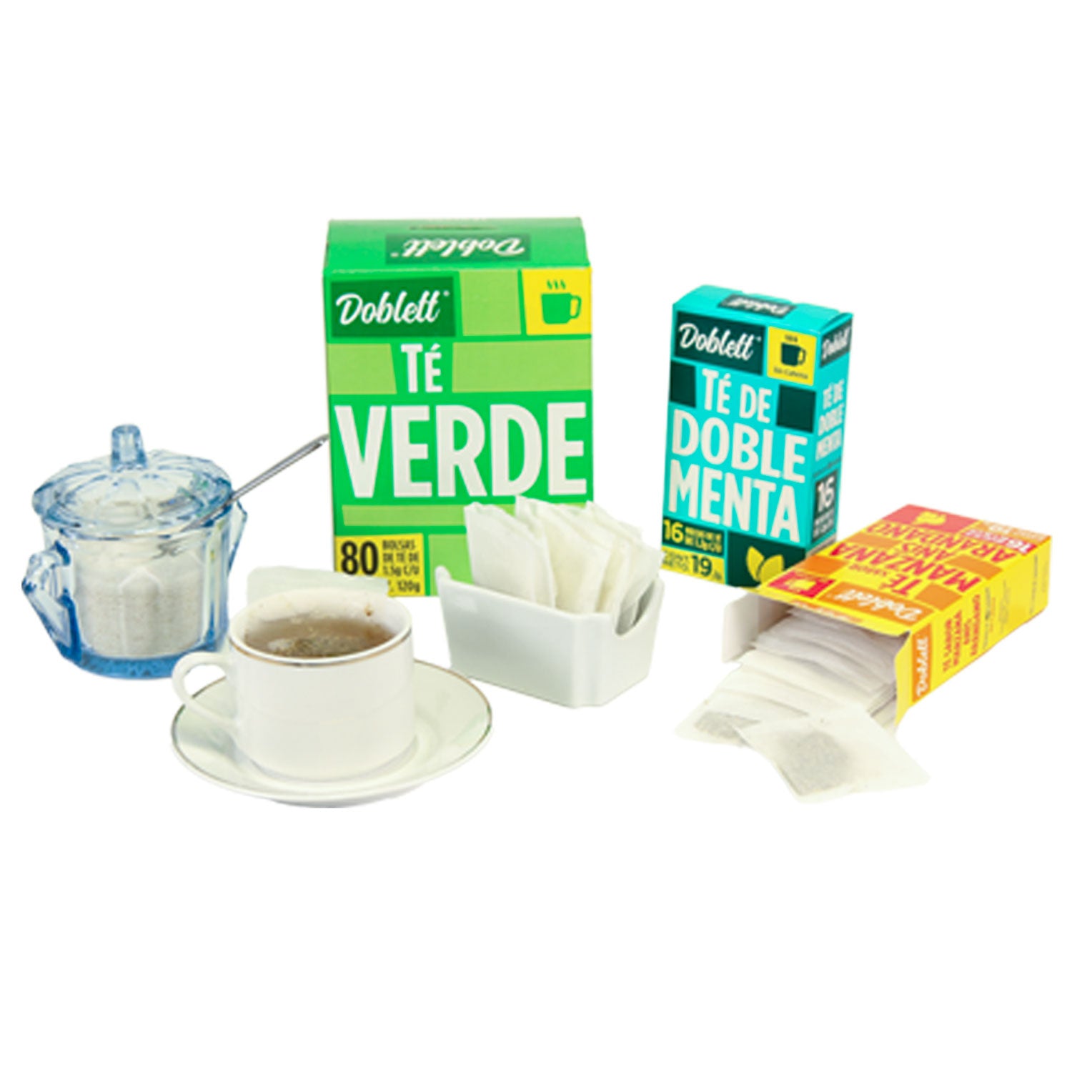 Empaque de cartón para té verde orgánico con presentación para infusión.